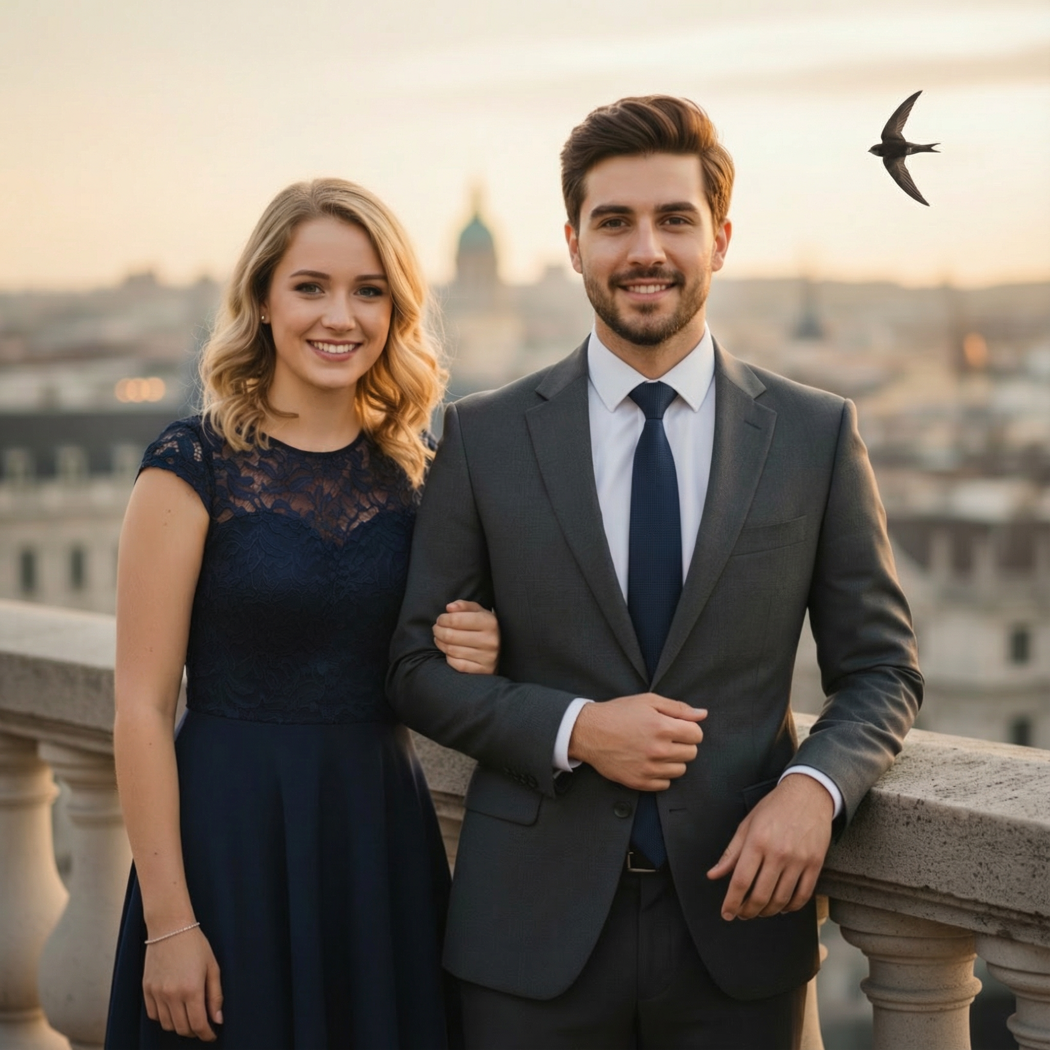 Final generated image showing bird added at marked location while preserving original composition