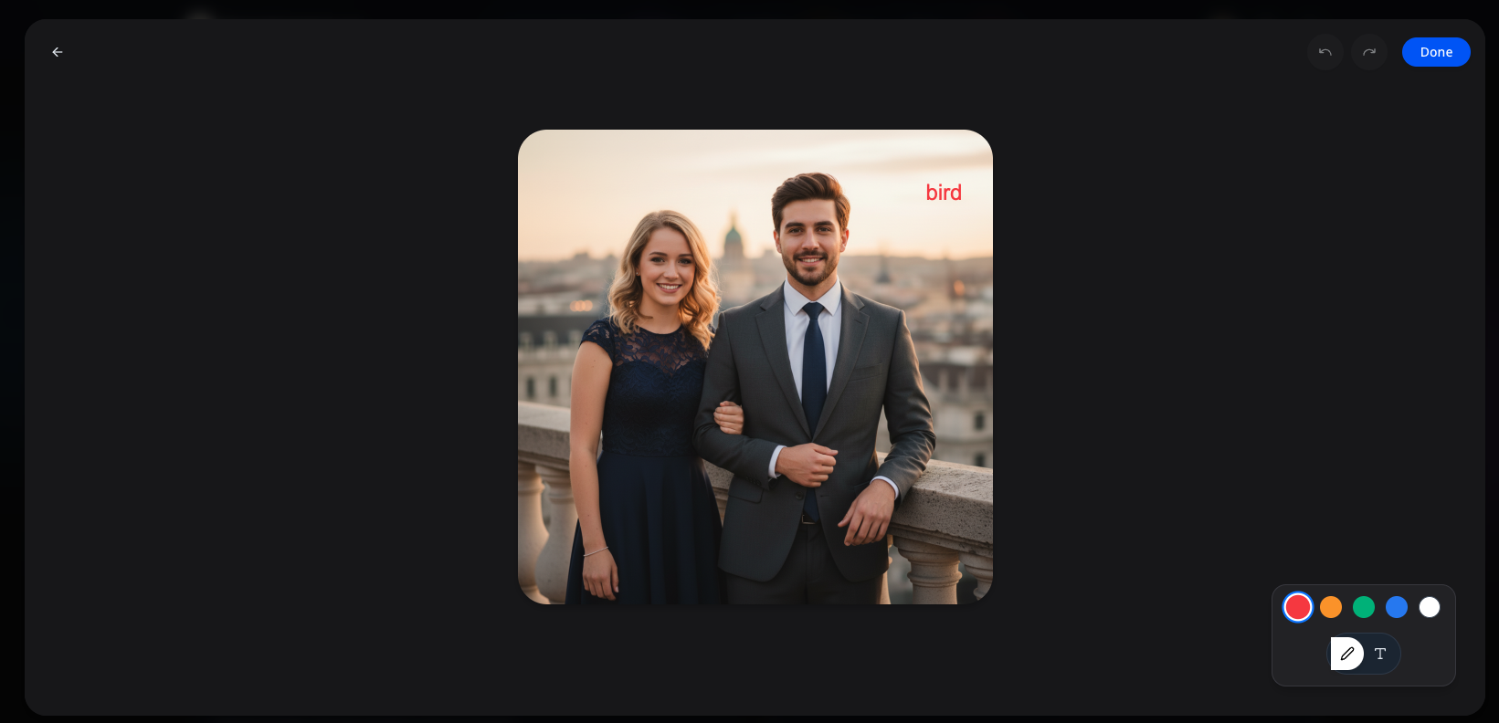 Image Marking panel showing 'bird' text marked on the image